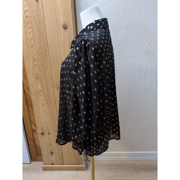 Nanette Lepore Women's Blouse Top Size XL Very Black & Gold NWT Metallic - Picture 6 of 8